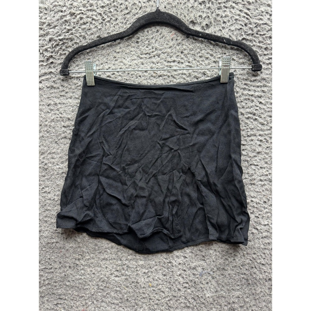 Reformation Rayon Blend Side Slit Mini A-Line Skirt Black Womens Size 0‎